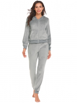 Gray Women Fleece Hooded Long Sleeve Tops Elastic Waist Sleepwear Pajamas Sets, Multicolor
Gray Women Fleece Hooded Long Sleeve Tops Elastic Waist Sleepwear Pajamas Sets, Multicolor