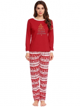Women Christmas Pajamas Long Sleeve Letter Print T-Shirt Pj Pants Set, Multicolor
Women Christmas Pajamas Long Sleeve Letter Print T-Shirt Pj Pants Set, Multicolor