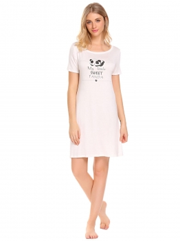 White Women Round Neck Short Sleeve Letter Print Nightshirt Nightgown Lounge Dress Sleepwear, Multicolor
White Women Round Neck Short Sleeve Letter Print Nightshirt Nightgown Lounge Dress Sleepwear, Multicolor