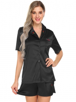 Black Women Casual Turn-down Neck Short Sleeve Solid Button Up Loose Shirt Sleep Suits, Multicolor
Black Women Casual Turn-down Neck Short Sleeve Solid Button Up Loose Shirt Sleep Suits, Multicolor