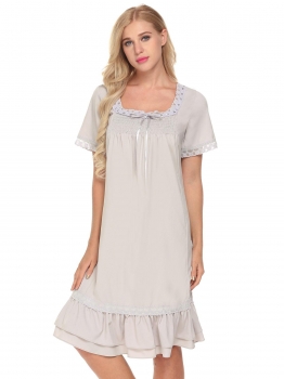 light grey Women Vintage Style Sleepwear Short Sleeve Smocked Front Loose Nightgown, Multicolor
light grey Women Vintage Style Sleepwear Short Sleeve Smocked Front Loose Nightgown, Multicolor