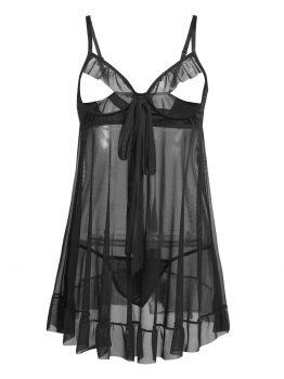 Black Women Sexy Lingerie Cupless Ruffled Sheer Babydoll Set Night Dress with Thongs, Multicolor
Black Women Sexy Lingerie Cupless Ruffled Sheer Babydoll Set Night Dress with Thongs, Multicolor