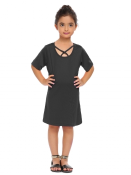 Black Kids Girl Criss Cross Front O-Neck Short Sleeve Solid Cute Dress, Multicolor
Black Kids Girl Criss Cross Front O-Neck Short Sleeve Solid Cute Dress, Multicolor