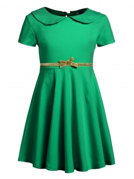 Dark green Kids Girl O-Neck Short Sleeve Solid High Waist Bowknot Button Pullover Dress, Multicolor
Dark green Kids Girl O-Neck Short Sleeve Solid High Waist Bowknot Button Pullover Dress, Multicolor