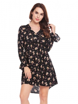 Black Women V-Neck Flare Sleeve Floral Lace Casual Loose Fit Empire Waist Dress, Multicolor
Black Women V-Neck Flare Sleeve Floral Lace Casual Loose Fit Empire Waist Dress, Multicolor