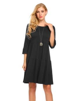 Black Women Casual O Neck Ruffles 3"4 Sleeve Ruched Waist Loose Swing Dress, Multicolor
Black Women Casual O Neck Ruffles 3"4 Sleeve Ruched Waist Loose Swing Dress, Multicolor