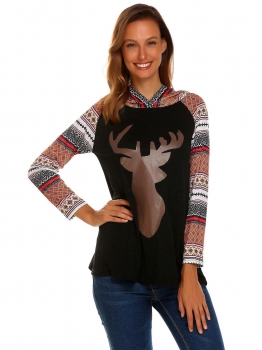 Black Women Casual Hooded Long Sleeve Printed Patchwork Pullover Hoodie, Multicolor
Black Women Casual Hooded Long Sleeve Printed Patchwork Pullover Hoodie, Multicolor