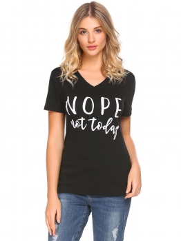 Black Women Casual V Neck Short Sleeve Letters Printed T-Shirt Blouse Tops, Multicolor
Black Women Casual V Neck Short Sleeve Letters Printed T-Shirt Blouse Tops, Multicolor