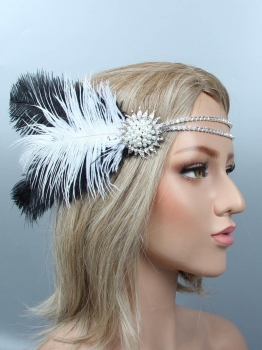 1920s Women Vintage Style Party Rhinestone Feather Headband Flapper Headpiece, Black
1920s Women Vintage Style Party Rhinestone Feather Headband Flapper Headpiece, Black
