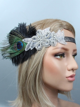 1920s Women Vintage Style Party Rhinestone Feather Headband Flapper Headpiece, Black
1920s Women Vintage Style Party Rhinestone Feather Headband Flapper Headpiece, Black