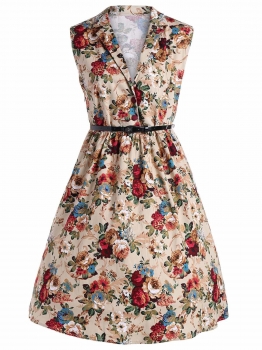 Apricot 1950s Vintage V-Neck Button Down Sleeveless Belted Floral Swing Dress, Multicolor
Apricot 1950s Vintage V-Neck Button Down Sleeveless Belted Floral Swing Dress, Multicolor