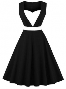 Black Women 1950s Vintage Style Sweetheart Neck Sleeveless Contrast Color Patchwork Swing Party Dress, Multicolor
Black Women 1950s Vintage Style Sweetheart Neck Sleeveless Contrast Color Patchwork Swing Party Dress, Multicolor