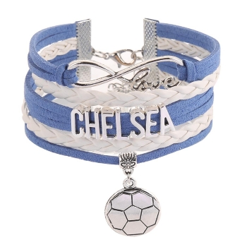 

Infinity Love Letters Football Pattern Pendant Braided Cuff Bracelet