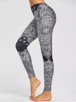 

Women Bohemian Style Paisley Print Fitness Gym Yoga Skinny Leggings, Multicolor