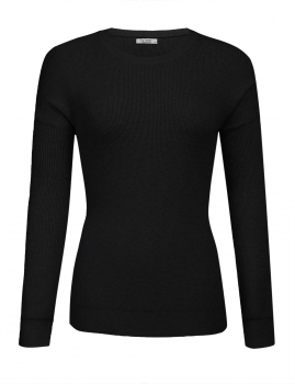 

Black Women Casual Solid O Neck Chunky Knitted Sweater Warm Jumper Top, Multicolor
