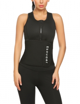 

Black Women Neoprene Suit Tank Top Vest With Adjustable Waist Cincher Trimmer Belt, Multicolor