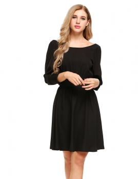 

Black 3"4 Sleeve Backless High Waist Mini Slim Party Dress, Multicolor