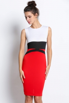 

Ladies Splicing Color Pencil Slimming Casual Dress, Multicolor