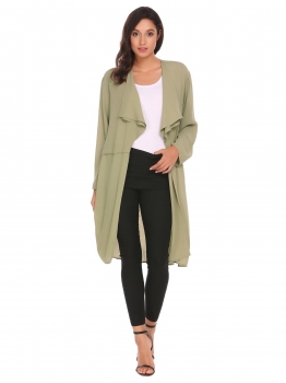 

Green Long Sleeve Solid Chiffon Sheer Jacket, Multicolor