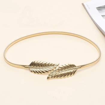 

Trendy Alloy Leaf Elastic Waist Belt, Multicolor
