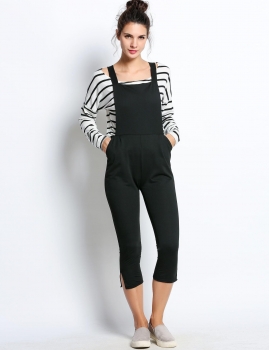 

Sleeveless Elastic Waist Trouser Solid Jumpsuit, Multicolor