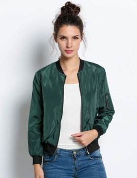 

Army green Long Sleeve Front Zipper Coat Fashion Jacket, Multicolor