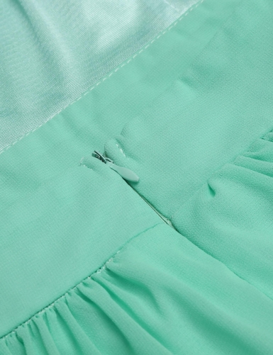 pale green spaghetti strap solid chiffon backless a-line dress