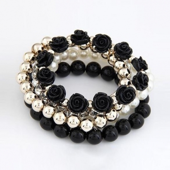 

Multilayer Flower Beads Rhinestone Stretch Bracelet, Multicolor