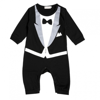 

Black Baby Infant Gentleman Romper Long Sleeve Climb Clothes, Multicolor