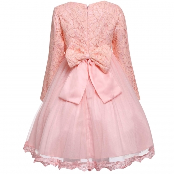 

Pink Long Sleeve Mesh Lace Tutu Bubble Girls' Dress, Multicolor