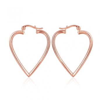 

B Trendy Rose Gold Plated Heart Shape Earrings