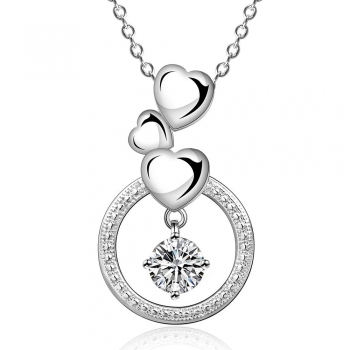 

Trendy Heart Shape Silver Plated Link Chain Pendant Necklaces