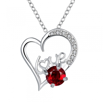 

Ms popular romantic quality chain lock heart-shaped glass pendant necklace, Multicolor