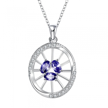 

Romantic Silver Plated Round Shape Pendant Necklaces, Multicolor