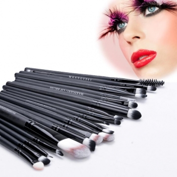 

Black Professional Makeup Powder Foundation Eyeshadow Eyeliner Lip 20pcs Brushes Tool Set, Multicolor