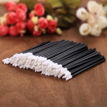 

100 PCS Soft Fleece Disposable Make Up Lip Brush Lip Gloss Brush Wands Applicator, Black