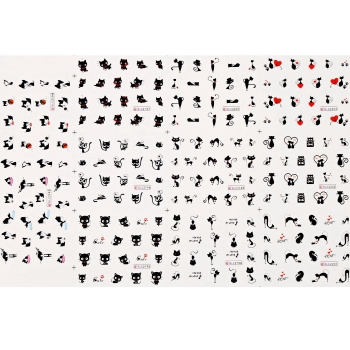 

11 Designs in 1 Women Manicure Accessory Cat Design Nail Art Decal Nail Sticker Decoration Water Transfer Wrap