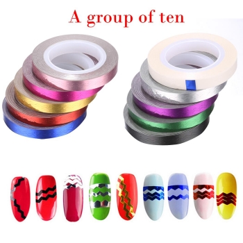 

Women 10 Rollers Striping 3D DIY Sticker for Nail Polish