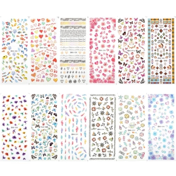 

12 Sheet Colorful Nail Art Design Water Transfer Sticker