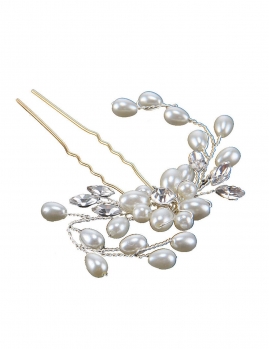 

Bridal Pearl Flower Crystal Hair Pins Clips Side Comb, White