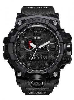 

Men Multi-function Round Analog Digital Buckle Quartz Battery Watch, Multicolor