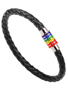 

Leather Weave Plaited Jewelry Magnet Rainbow Bracelet
