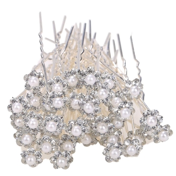 

Bridal Pearl Flower Crystal Hair Pins Clips Bridesmaid