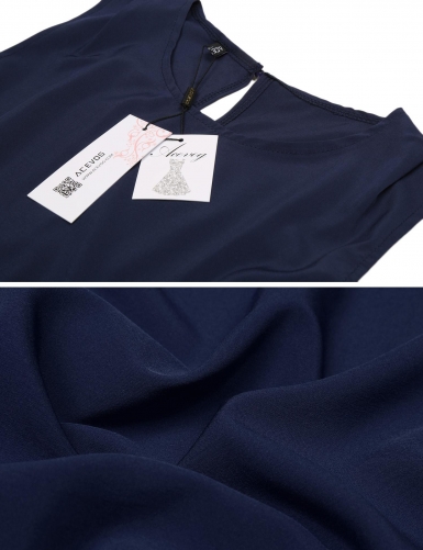 navyblue sleeveless solid o-neck elastic waist romper