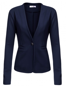 

Dark blue Long Sleeve Casual Work Office Slim Single Button Blazer, Multicolor