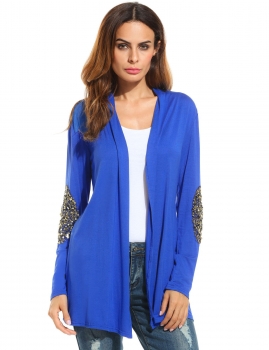 

Dark blue Women Casual Shawl Collar Long Sleeve Loose Outwear Sweaters & Cardigans, Multicolor