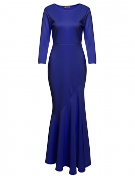 

Blue 3"4 Sleeve Solid Bodycon Evening Fishtail Dress, Multicolor