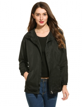 

Black Hooded Long Sleeve Solid Poncho Venture Jacket, Multicolor