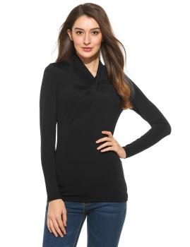 

Women Casual Long Sleeve V Neck Solid Slim Pullover T-Shirt, Multicolor