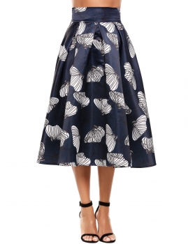 

Blue High Waist Flared Striped Maxi A-Line Skirt, Multicolor